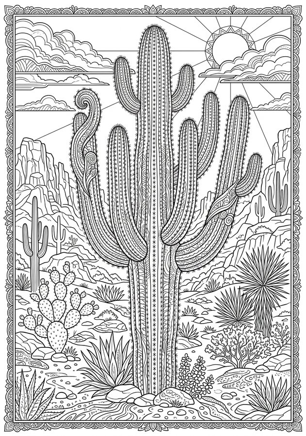 Desert Botanica Coloring Book preview 3