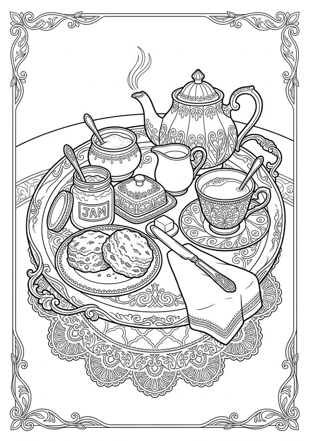 Tea Rituals Coloring Book preview 5