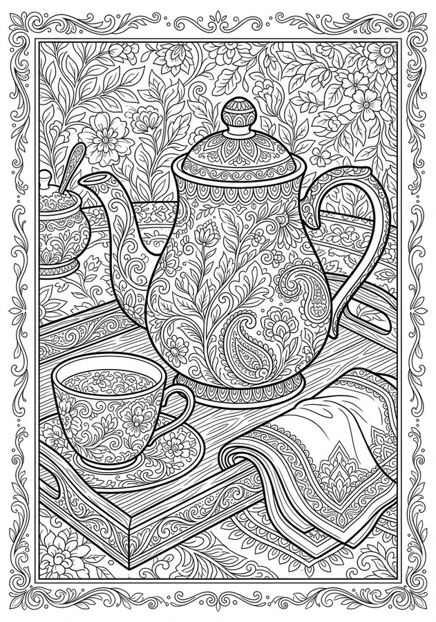 Tea Rituals Coloring Book preview 6
